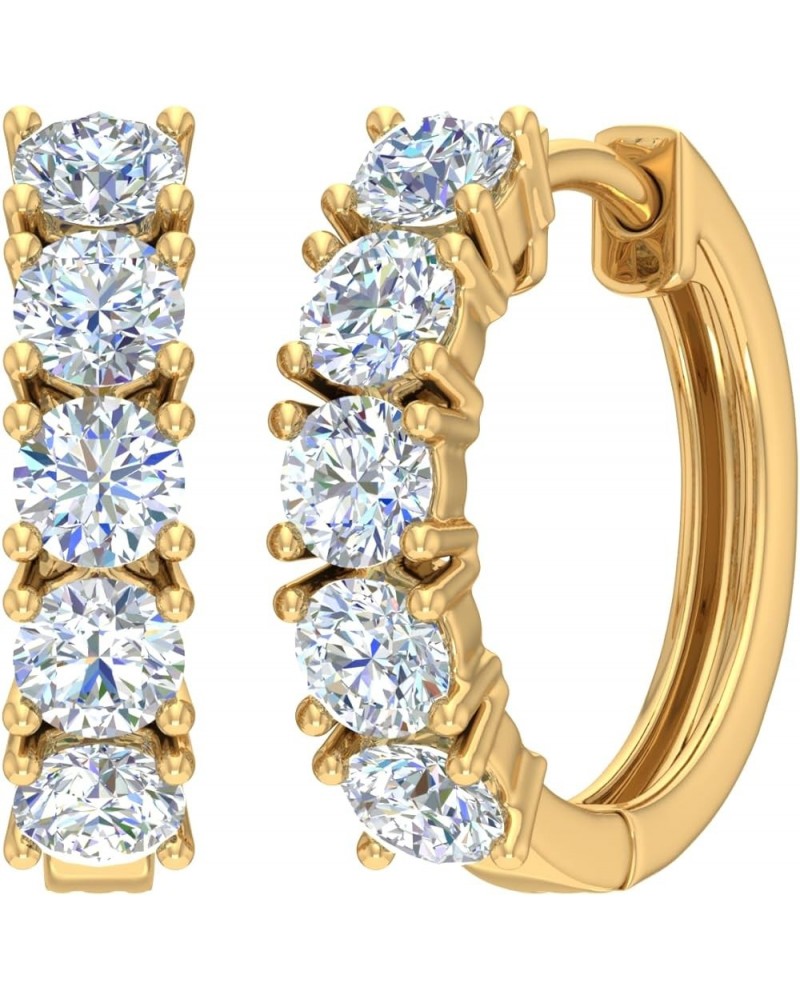 2 Carat (ctw) 14K Gold Round White Diamond Ladies Huggies Hoop Earrings (I2-I3 Clarity) Yellow Gold $482.00 Earrings