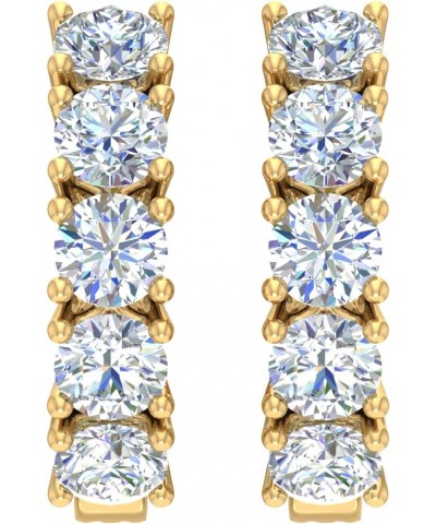 2 Carat (ctw) 14K Gold Round White Diamond Ladies Huggies Hoop Earrings (I2-I3 Clarity) Yellow Gold $482.00 Earrings