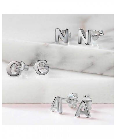 Personalized ABC Minimalist Geometric Capital Block Alphabet Letter Initial Stud Earrings For Teen For Women .925 Sterling Si...