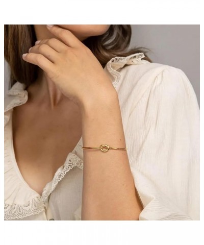 Boogey 18Kt Real Gold Plated Forever Love Bracelet Tie the Love Knot Infinity Blacelets Cuff Bangles Adjustable for Women, Te...