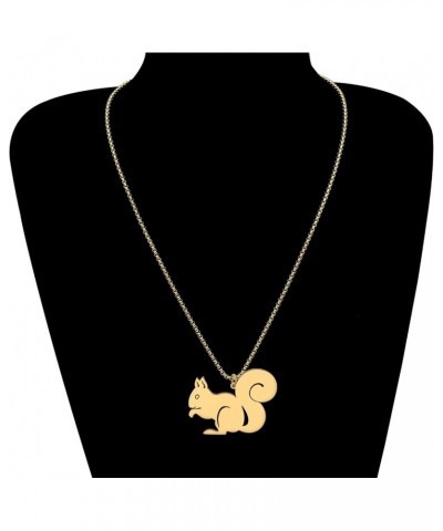 Stainless Steel Cute Pinecone Squirrel Necklace Fashion Pendant 18k Gold Plated Animals Jewelry for Women Girls Charms Gifts ...