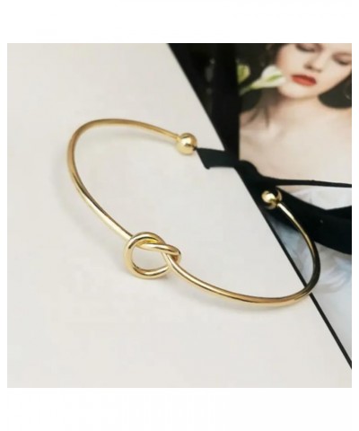 Boogey 18Kt Real Gold Plated Forever Love Bracelet Tie the Love Knot Infinity Blacelets Cuff Bangles Adjustable for Women, Te...