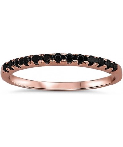 Rose Gold Plated Black Onyx Eternity Band .925 Sterling Silver Ring Sizes 3-11 $8.66 Rings