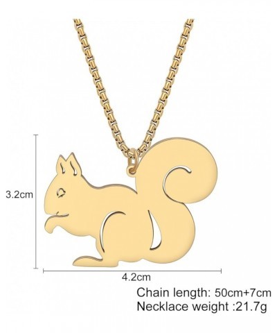 Stainless Steel Cute Pinecone Squirrel Necklace Fashion Pendant 18k Gold Plated Animals Jewelry for Women Girls Charms Gifts ...