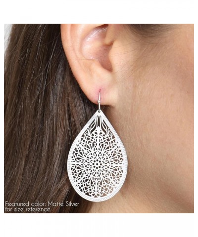 Moroccan Filigree Geometric Drop Earrings - Bohemian Metallic Cutout Lightweight Hook Dangles Flower Petal Leaf, Teardrop, Ci...