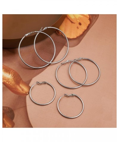 14k Gold Hoop Earrings For Women,Large Thick Gold Chunky Hoop Earrings Thin Silver 60mm $4.31 Earrings