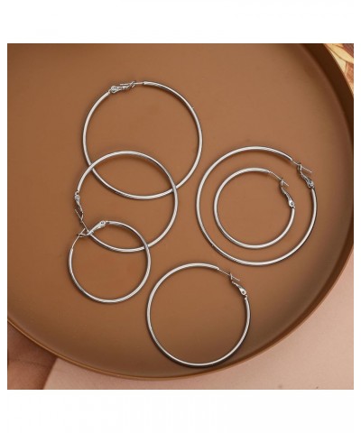 14k Gold Hoop Earrings For Women,Large Thick Gold Chunky Hoop Earrings Thin Silver 60mm $4.31 Earrings