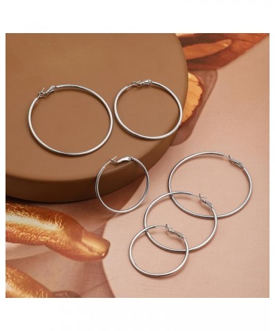 14k Gold Hoop Earrings For Women,Large Thick Gold Chunky Hoop Earrings Thin Silver 60mm $4.31 Earrings