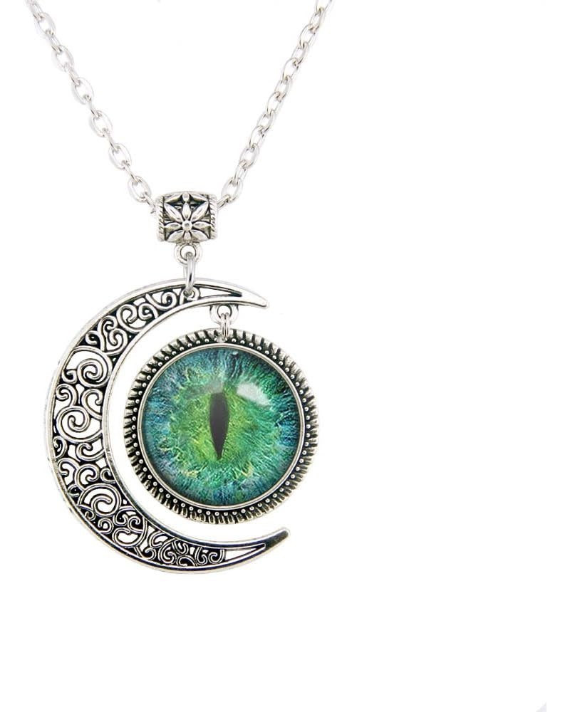 Moon Necklace Blue Cat Eye Pendant Green Cat Eye Pendant Wolf Eye Necklace Pendant Eye Jewelry Art Gifts Green Cat Eye $8.54 ...