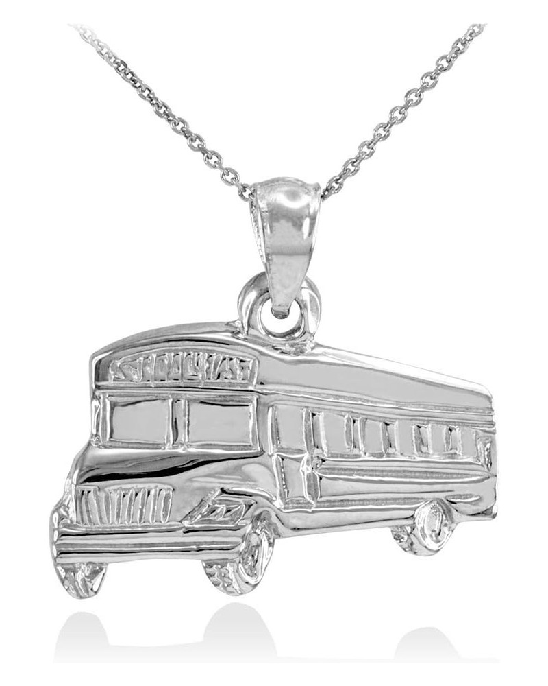 Fine 925 Sterling Silver School Bus Pendant Necklace 18 Inches $17.27 Necklaces