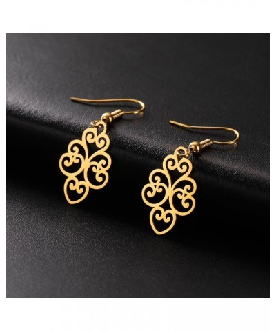 Vintage Filigree Flower Earrings Stainless Steel Heart Shape Dangle Drop Flower Earrings Elegant Jewelry for Women Gold $9.05...