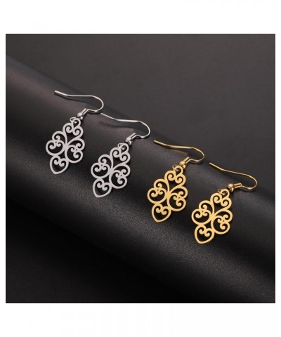 Vintage Filigree Flower Earrings Stainless Steel Heart Shape Dangle Drop Flower Earrings Elegant Jewelry for Women Gold $9.05...