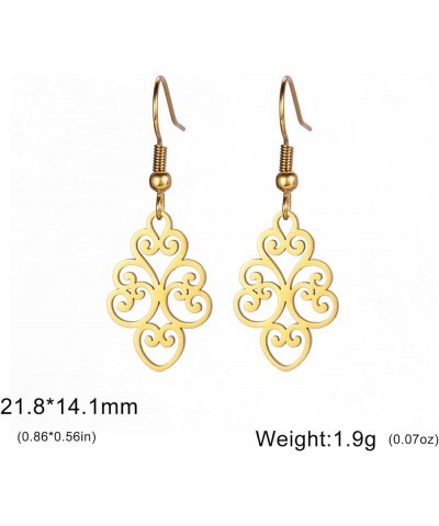 Vintage Filigree Flower Earrings Stainless Steel Heart Shape Dangle Drop Flower Earrings Elegant Jewelry for Women Gold $9.05...