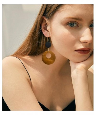 Boho Lightweight Wooden Hoop Hollow Earrings for Women Girls Retro Natural Wood Teardrop Geometric Dangle Drop Earrings Long ...