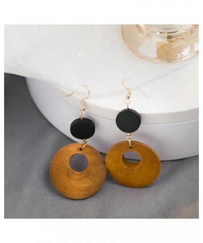 Boho Lightweight Wooden Hoop Hollow Earrings for Women Girls Retro Natural Wood Teardrop Geometric Dangle Drop Earrings Long ...