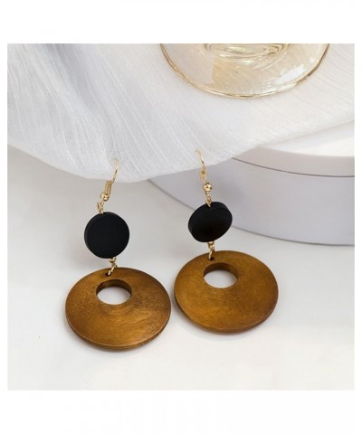 Boho Lightweight Wooden Hoop Hollow Earrings for Women Girls Retro Natural Wood Teardrop Geometric Dangle Drop Earrings Long ...