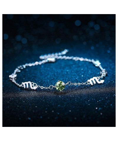 Constellation Zodiac Bracelet Cubic Zirconia Zodiac Sign Bracelet 925 Sterling Silver Birthstone Astrology Horoscope CZ Brace...