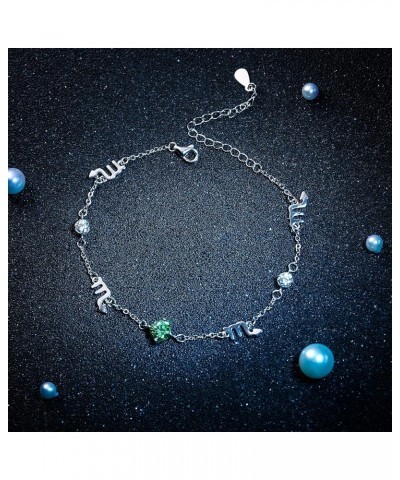 Constellation Zodiac Bracelet Cubic Zirconia Zodiac Sign Bracelet 925 Sterling Silver Birthstone Astrology Horoscope CZ Brace...