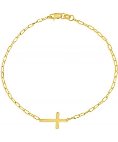 14k Yellow Gold Sideways Cross Paperclip Chain Bracelet with Lobster Clasp 6.0 Inches $41.65 Bracelets