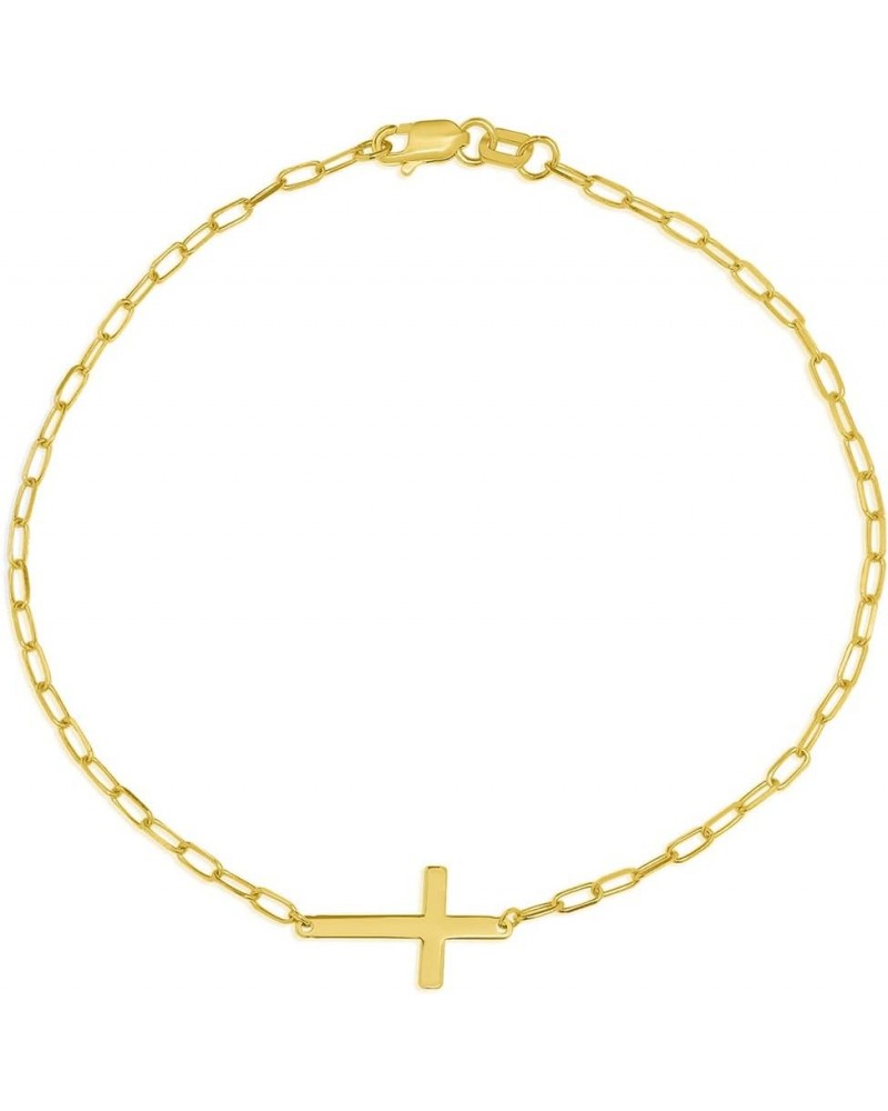 14k Yellow Gold Sideways Cross Paperclip Chain Bracelet with Lobster Clasp 6.0 Inches $41.65 Bracelets