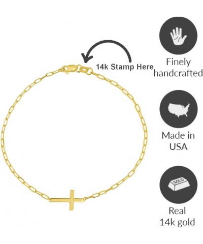 14k Yellow Gold Sideways Cross Paperclip Chain Bracelet with Lobster Clasp 6.0 Inches $41.65 Bracelets