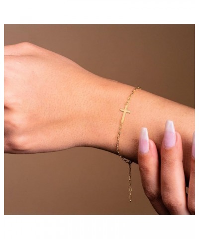 14k Yellow Gold Sideways Cross Paperclip Chain Bracelet with Lobster Clasp 6.0 Inches $41.65 Bracelets