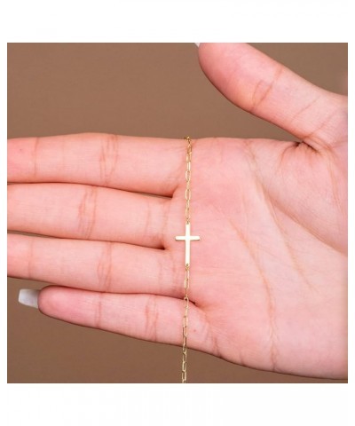 14k Yellow Gold Sideways Cross Paperclip Chain Bracelet with Lobster Clasp 6.0 Inches $41.65 Bracelets