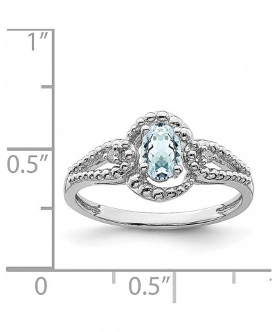 925 Sterling Silver Aquamarine Diamond Ring Birthstone March Gemstone Fine Jewelry For Women Gifts For Her $52.85 Rings