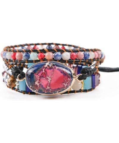 Boho Handmade Leather Stone Bead Bracelet Collection $11.52 Bracelets