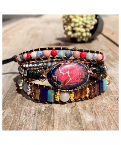 Boho Handmade Leather Stone Bead Bracelet Collection $11.52 Bracelets