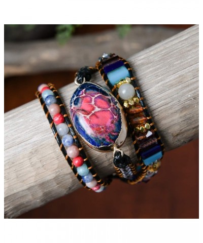 Boho Handmade Leather Stone Bead Bracelet Collection $11.52 Bracelets