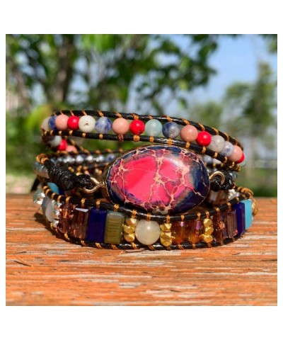 Boho Handmade Leather Stone Bead Bracelet Collection $11.52 Bracelets