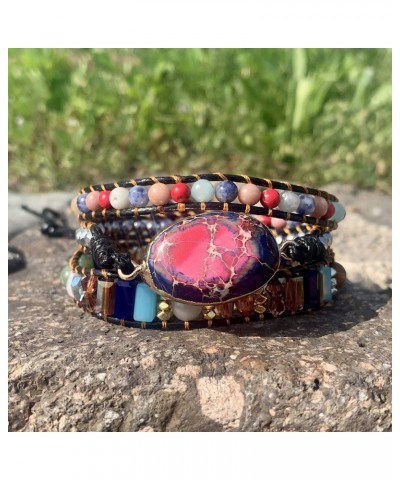 Boho Handmade Leather Stone Bead Bracelet Collection $11.52 Bracelets