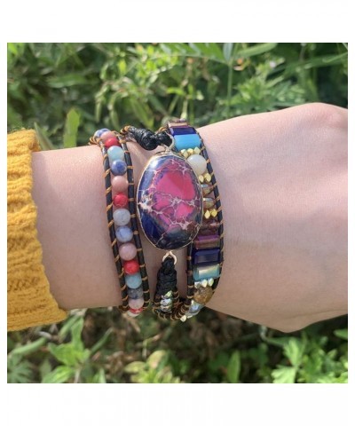 Boho Handmade Leather Stone Bead Bracelet Collection $11.52 Bracelets