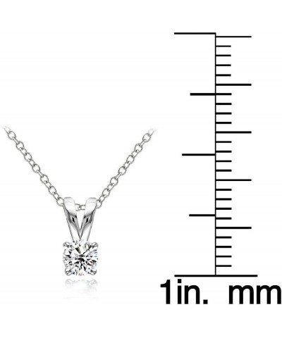 925 Sterling Silver Cubic Zirconia Round Solitaire Necklace for Women Teen Girls, Silver, Yellow Gold, Rose Gold 5mm-Silver $...