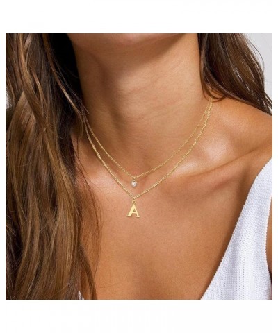 Dainty Layered Initial Choker Necklaces for Women Girls 14K Gold Plated Cute CZ Heart Letter Pendant Layering Gold Necklace S...