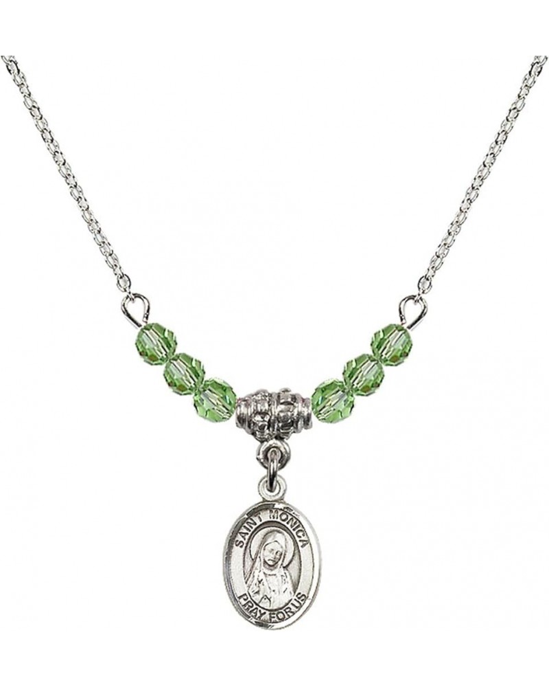 August Birth Month Bead Necklace with Catholic Patron Saint Petite Charm, 18 Inch Saint Monica $33.24 Necklaces