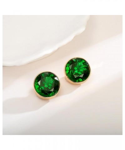 Chunky Clip On Earrings For Women Round Acrylic Red Crystal Clip On Earrings Green Crystal Clip On Earrings Non Pierced Earri...