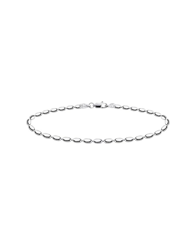 925 Sterling Silver Oval Rice Bead Strand Chain Anklet For Women & Girls - Made in Italy Comes With a Gift Box 10.0 Inches 3M...