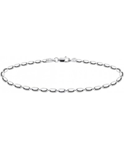 925 Sterling Silver Oval Rice Bead Strand Chain Anklet For Women & Girls - Made in Italy Comes With a Gift Box 10.0 Inches 3M...