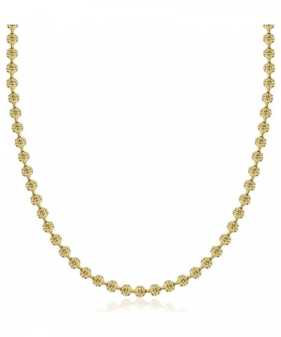 925 Sterling Silver 3mm, 4mm, 5mm Moon Cut Bead Chain Necklace - Made in Italy - Yellow, Silver 24 4MM, Yellow $41.41 Necklaces