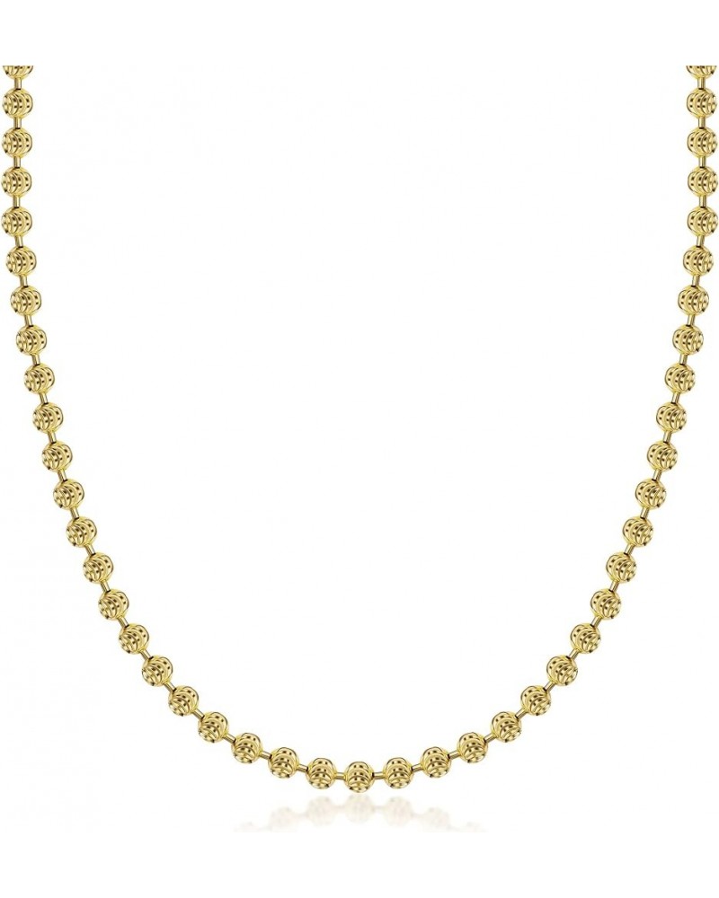 925 Sterling Silver 3mm, 4mm, 5mm Moon Cut Bead Chain Necklace - Made in Italy - Yellow, Silver 24 4MM, Yellow $41.41 Necklaces