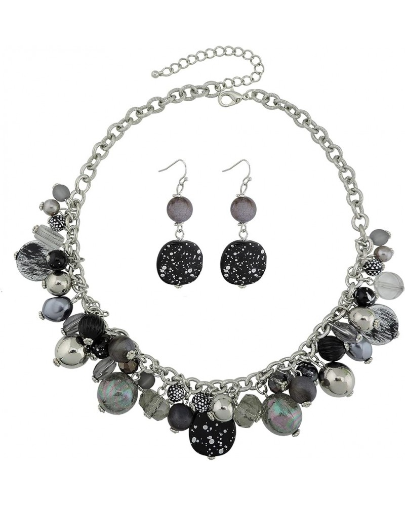 Women's Beaded Strand Statement Necklace Beads Collar N0002-Black $11.76 Necklaces