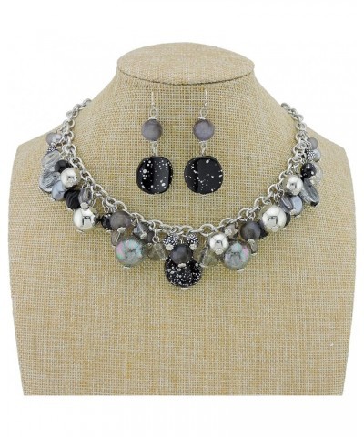 Women's Beaded Strand Statement Necklace Beads Collar N0002-Black $11.76 Necklaces