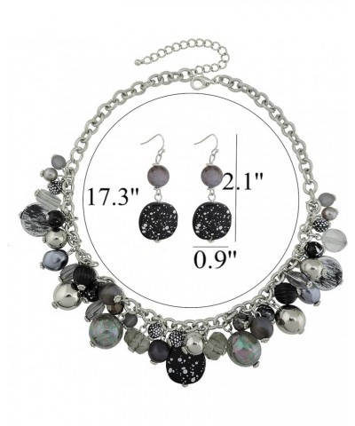 Women's Beaded Strand Statement Necklace Beads Collar N0002-Black $11.76 Necklaces