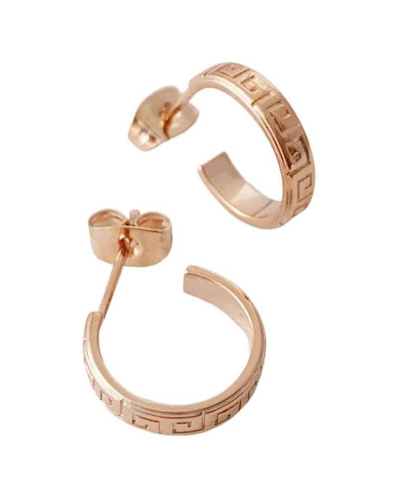 Hera Greek Pattern Bold Hoops in Gold, Rose Gold, or Silver | Minimalist, Delicate Jewelry Rose Gold 14.0 Millimeters $15.07 ...