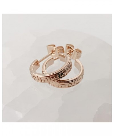 Hera Greek Pattern Bold Hoops in Gold, Rose Gold, or Silver | Minimalist, Delicate Jewelry Rose Gold 14.0 Millimeters $15.07 ...