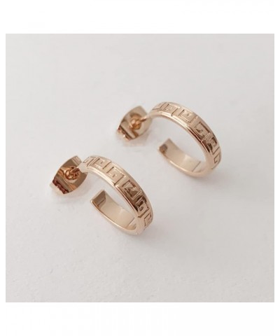 Hera Greek Pattern Bold Hoops in Gold, Rose Gold, or Silver | Minimalist, Delicate Jewelry Rose Gold 14.0 Millimeters $15.07 ...