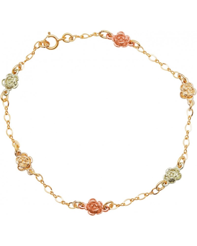 Petite Rose Chain Bracelet, 10k Yellow Gold, 12k Green and Rose Gold Black Hills Gold Motif $131.31 Bracelets