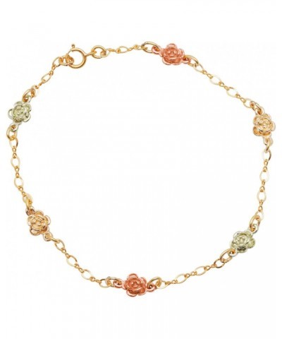 Petite Rose Chain Bracelet, 10k Yellow Gold, 12k Green and Rose Gold Black Hills Gold Motif $131.31 Bracelets